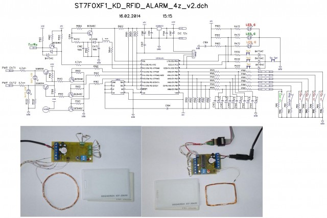 Схема  и собранные платы KD Alarm ST7.JPG